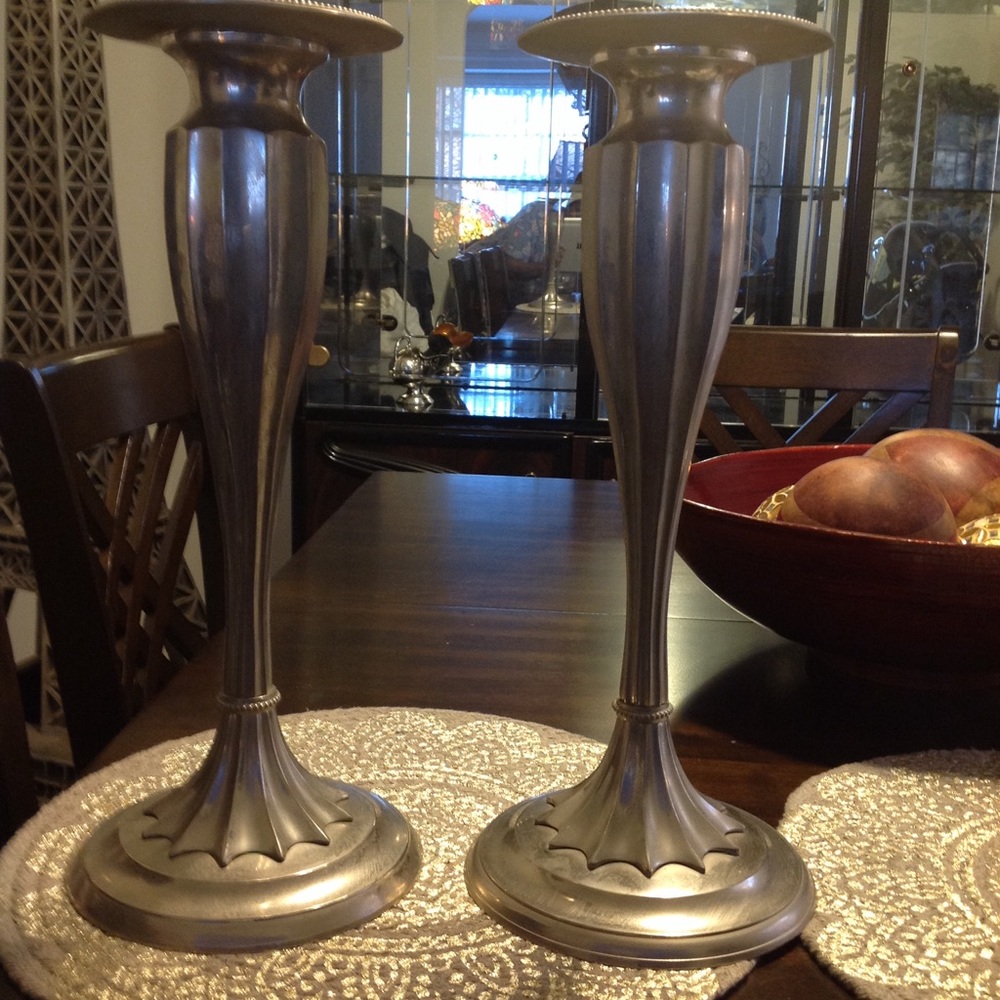 Bombay extra large silver candlestick holders